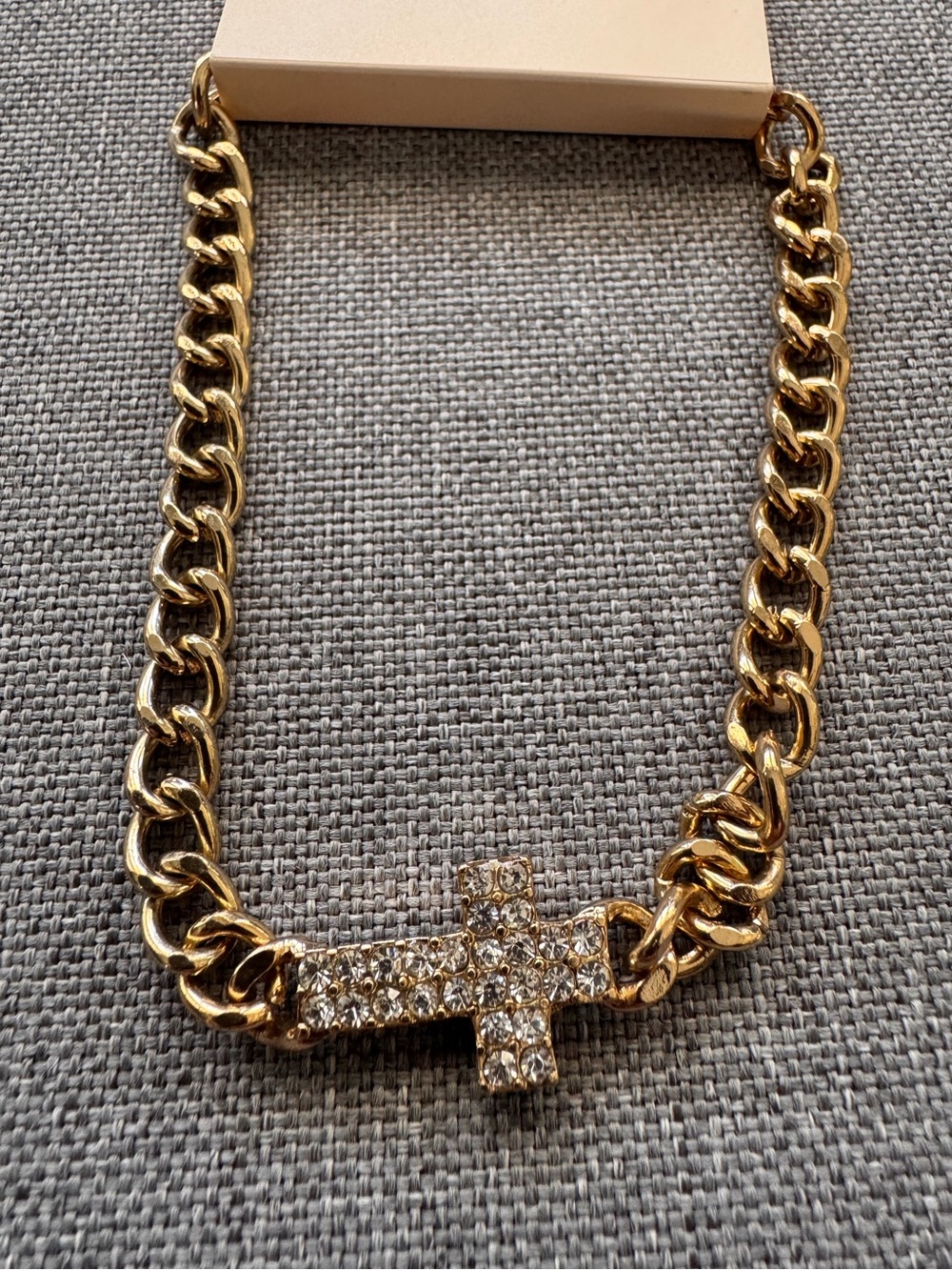 Forever 21 Gold Chain Bracelet with Rhinestone Cross
